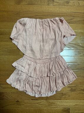 Mustard Seed Strapless Ruffle Mini Dress in Blush Pink